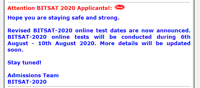 BITSAT 2020 