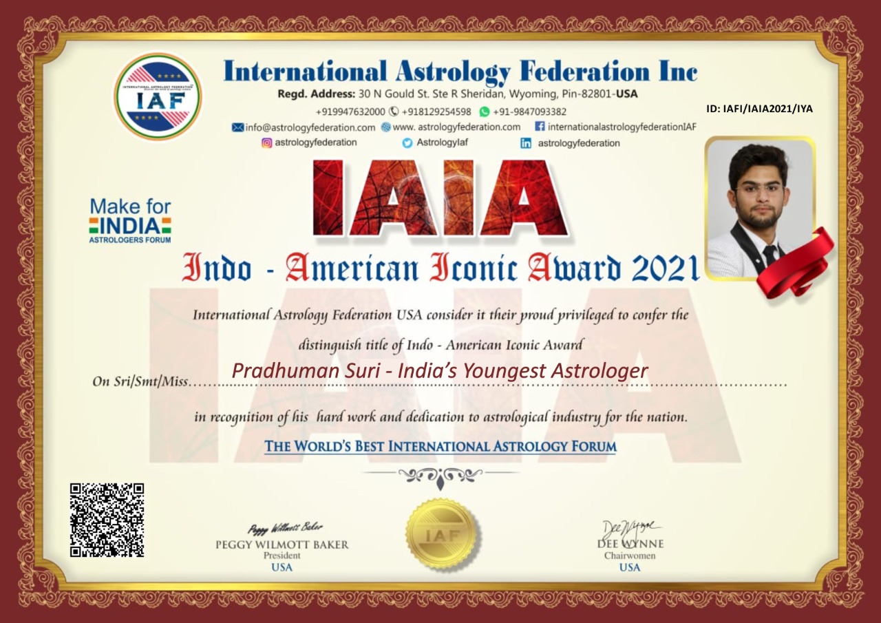 Pradhuman Suri: India's Youngest Astrologer | Pradhuman Suri awarded by IAF USA