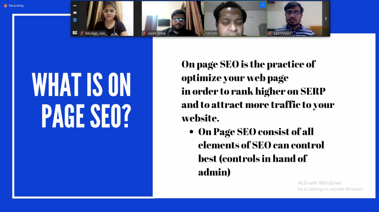 Webinar Fest 2021: Webinar on ON-PAGE OPTIMIZATION 