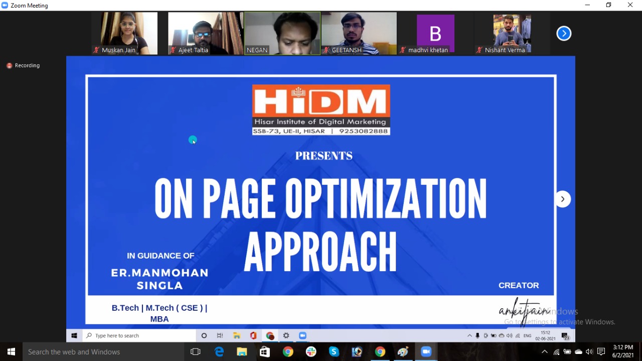 Webinar Fest 2021: Webinar on ON-PAGE OPTIMIZATION 