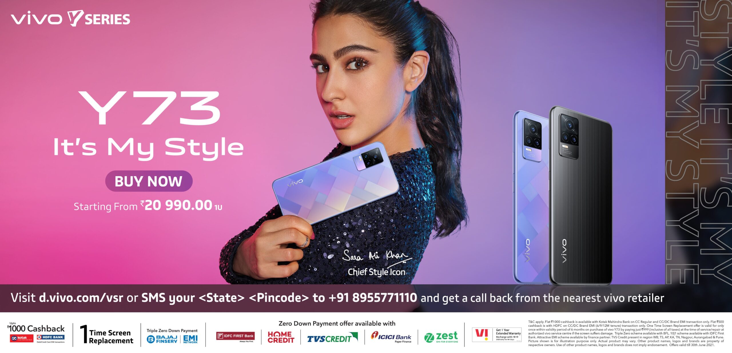 Vivo Y73 smartphone in India