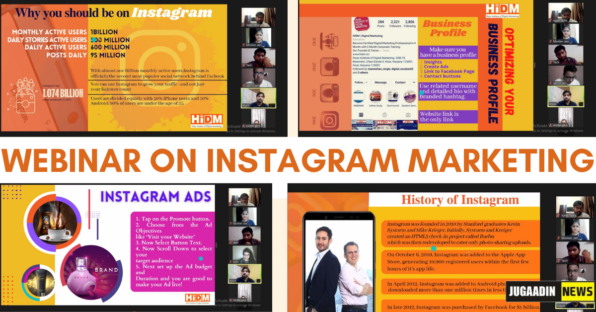 webinar on Instagram marketing jugaadin news