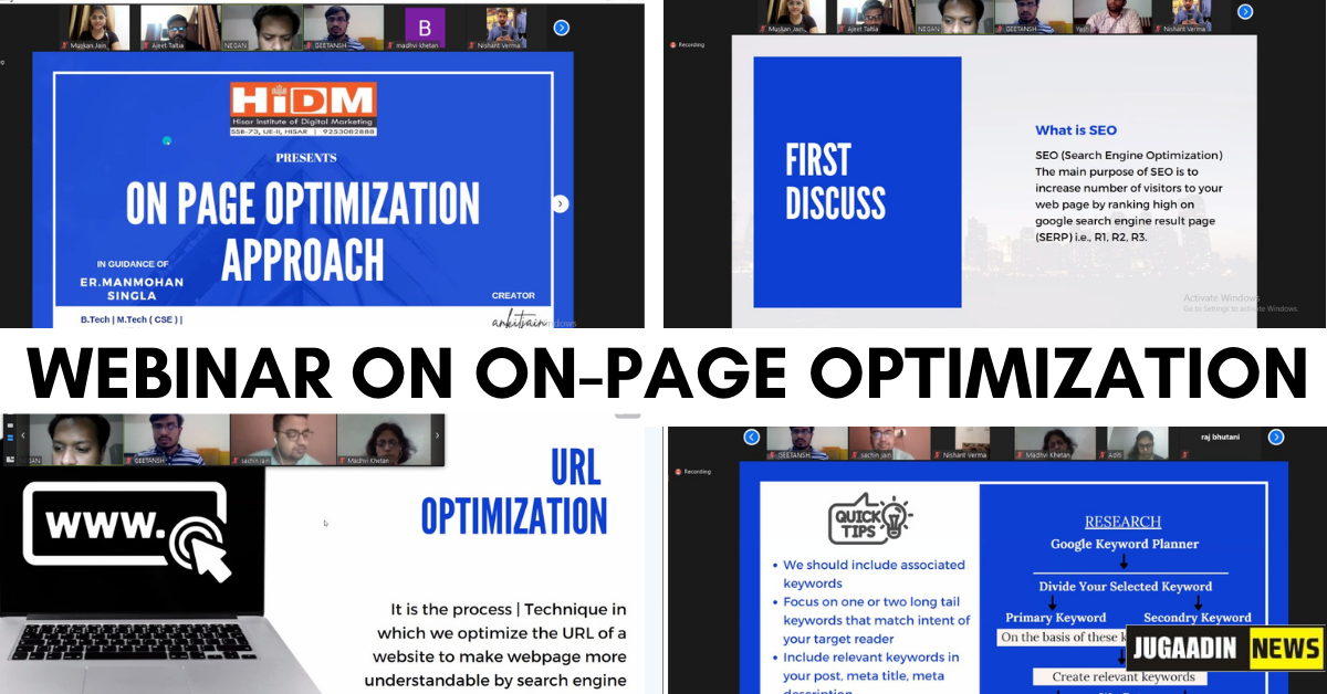 webinar on On Page Optimization Jugaadin News