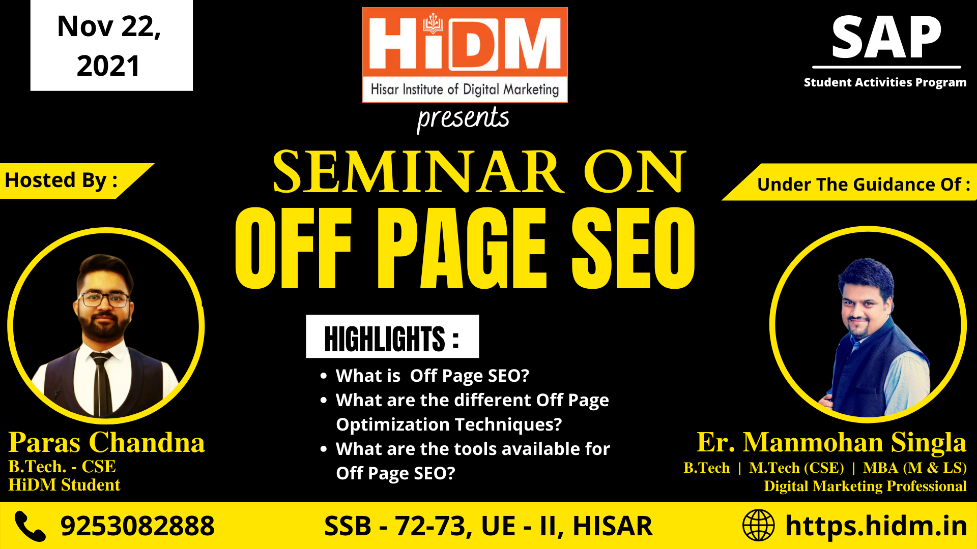 Digital Marketing Seminar Fest 2021: Seminar on Off-Page Optimization Techniques