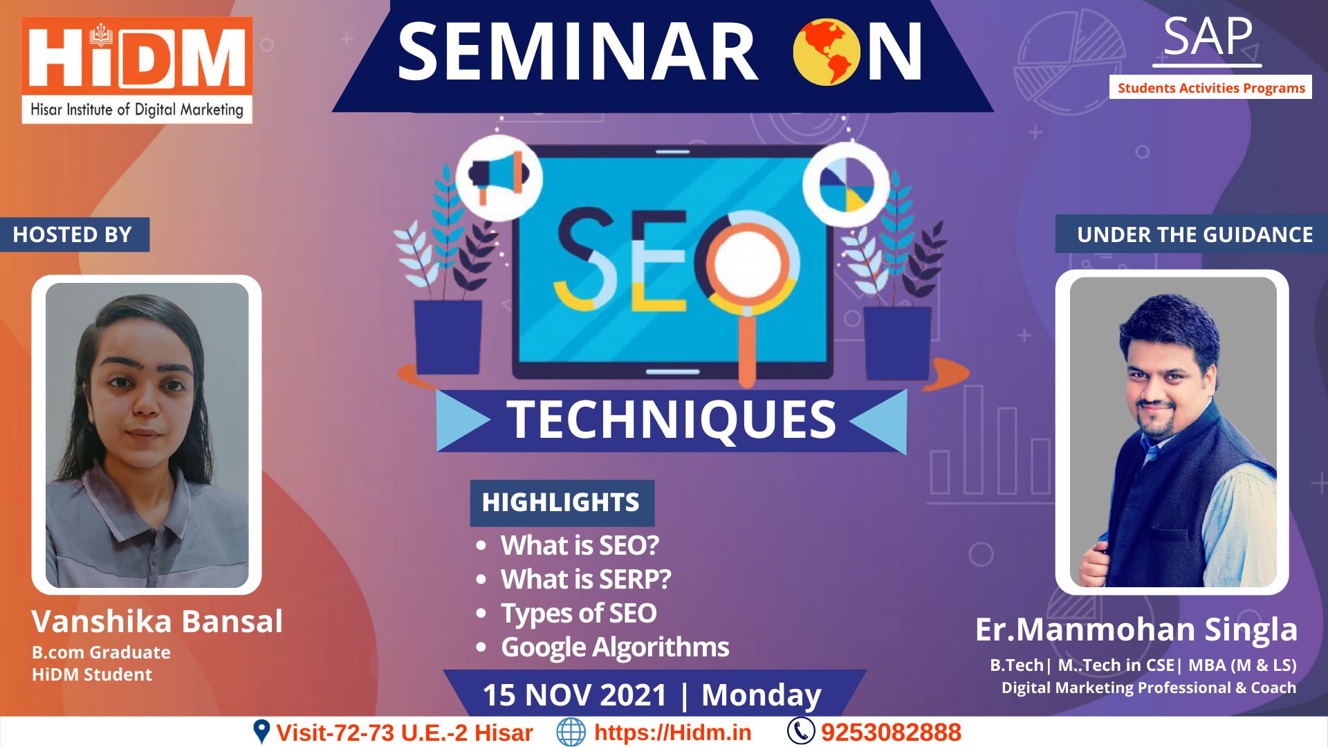Digital Marketing Seminar Fest 2021: Seminar on SEO Techniques