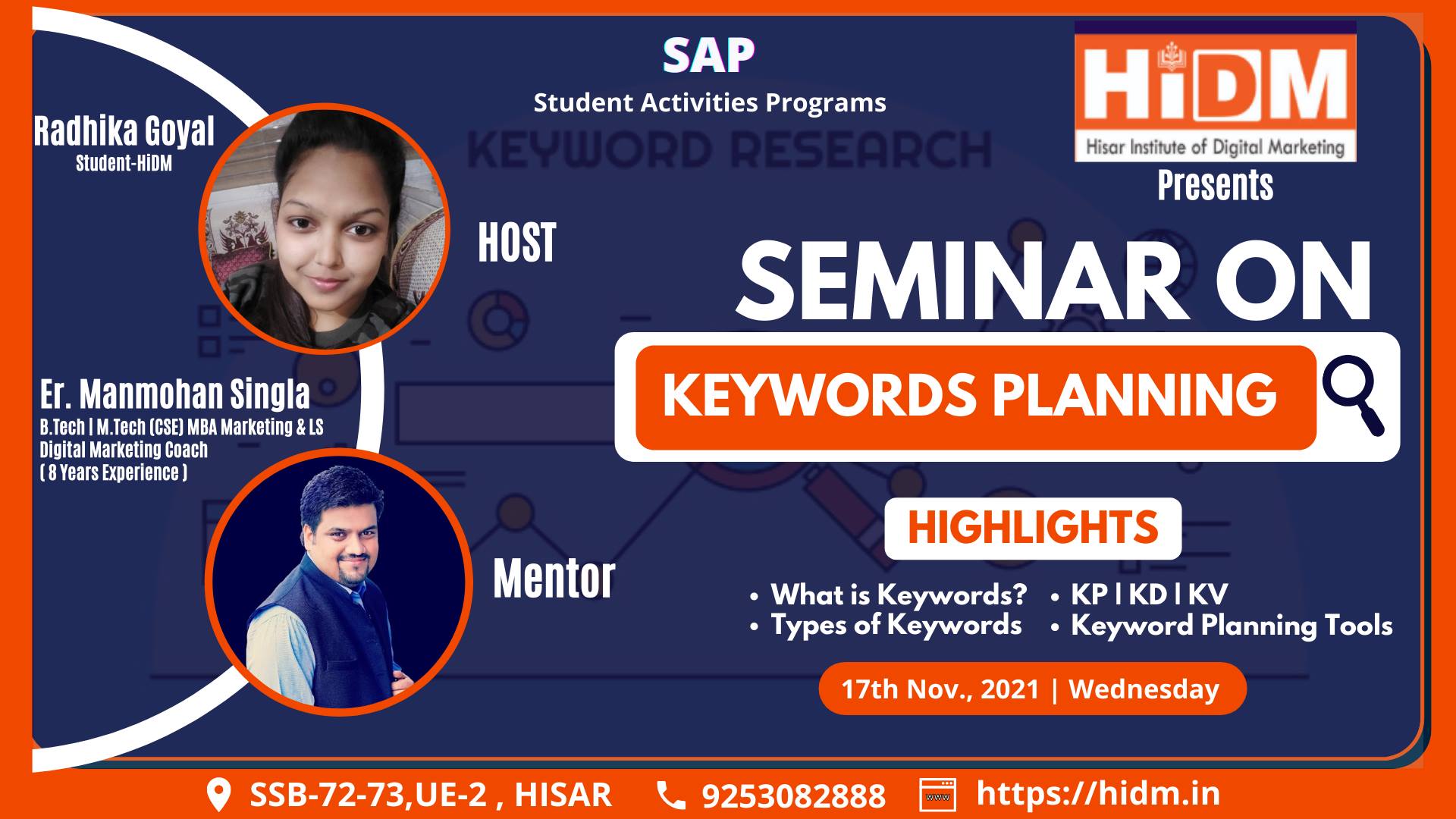 Digital Marketing Seminar Fest 2021: Seminar on Keyword planning