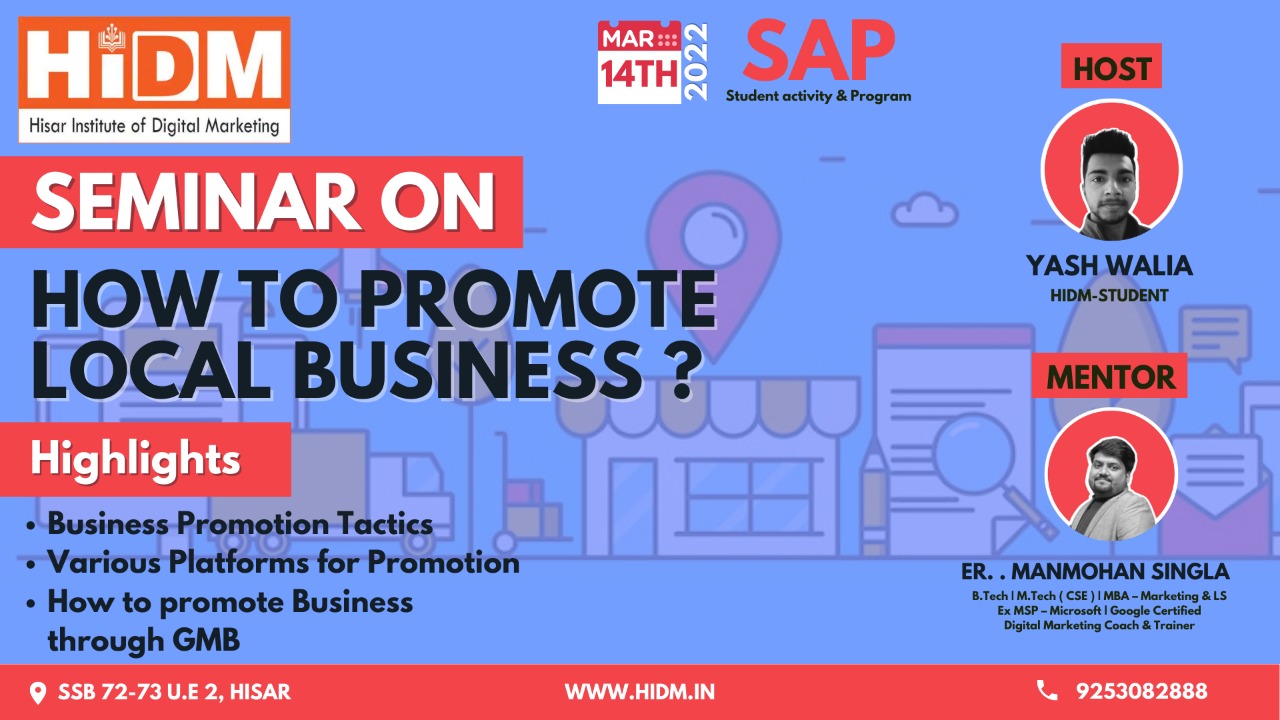 Seminar on how to promote local business on Google My Business