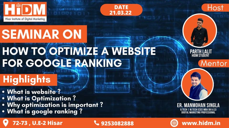 Digital Marketing Seminar Fest 2022: Seminar on How to optimize a website for Google Ranking 