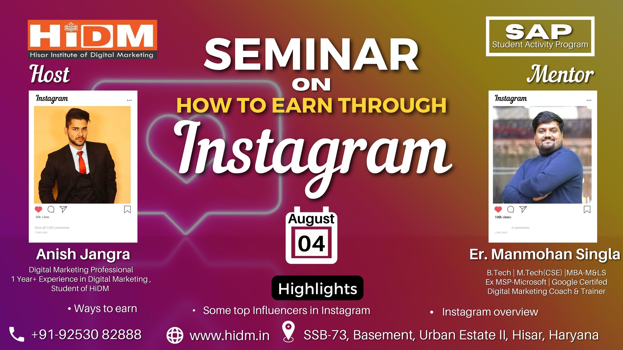 Seminar on How to earn through Instagram