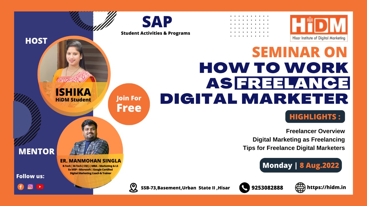 Seminar on how to work as freelance digital marketer