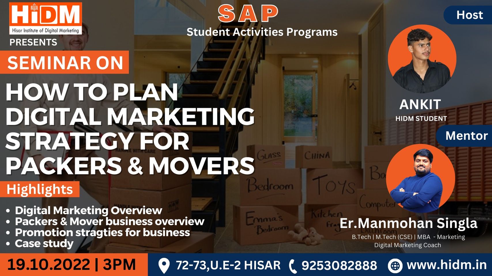 Seminar on how to plan digital marketing strategy for packers and movers company 