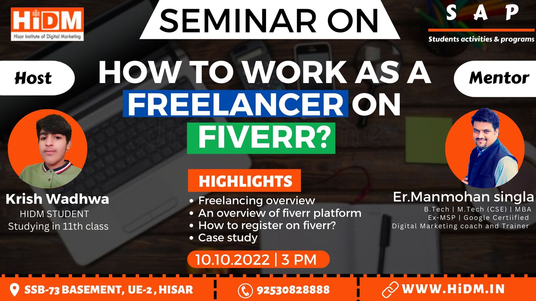 Seminar on how to work as freelancer on Fiverr