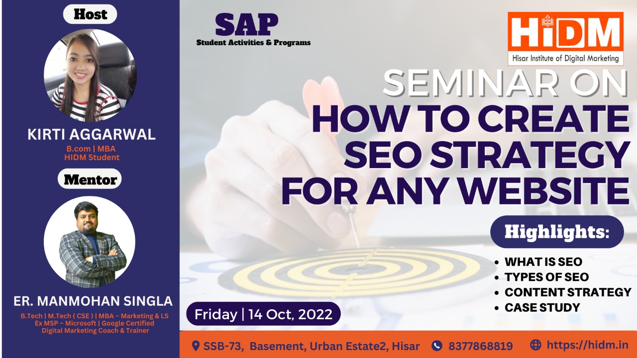 seminar on how to create SEO strategy for any website | Digital marketing seminar fest 2022 phase 2