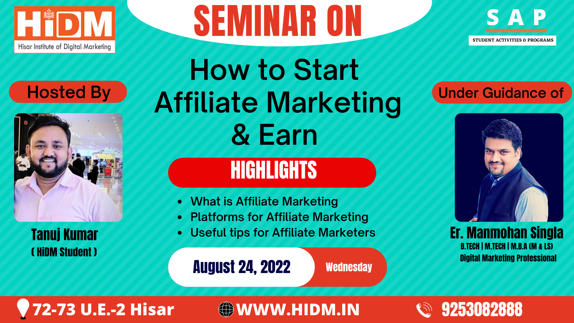 seminar on How to start affiliate marketing and earn