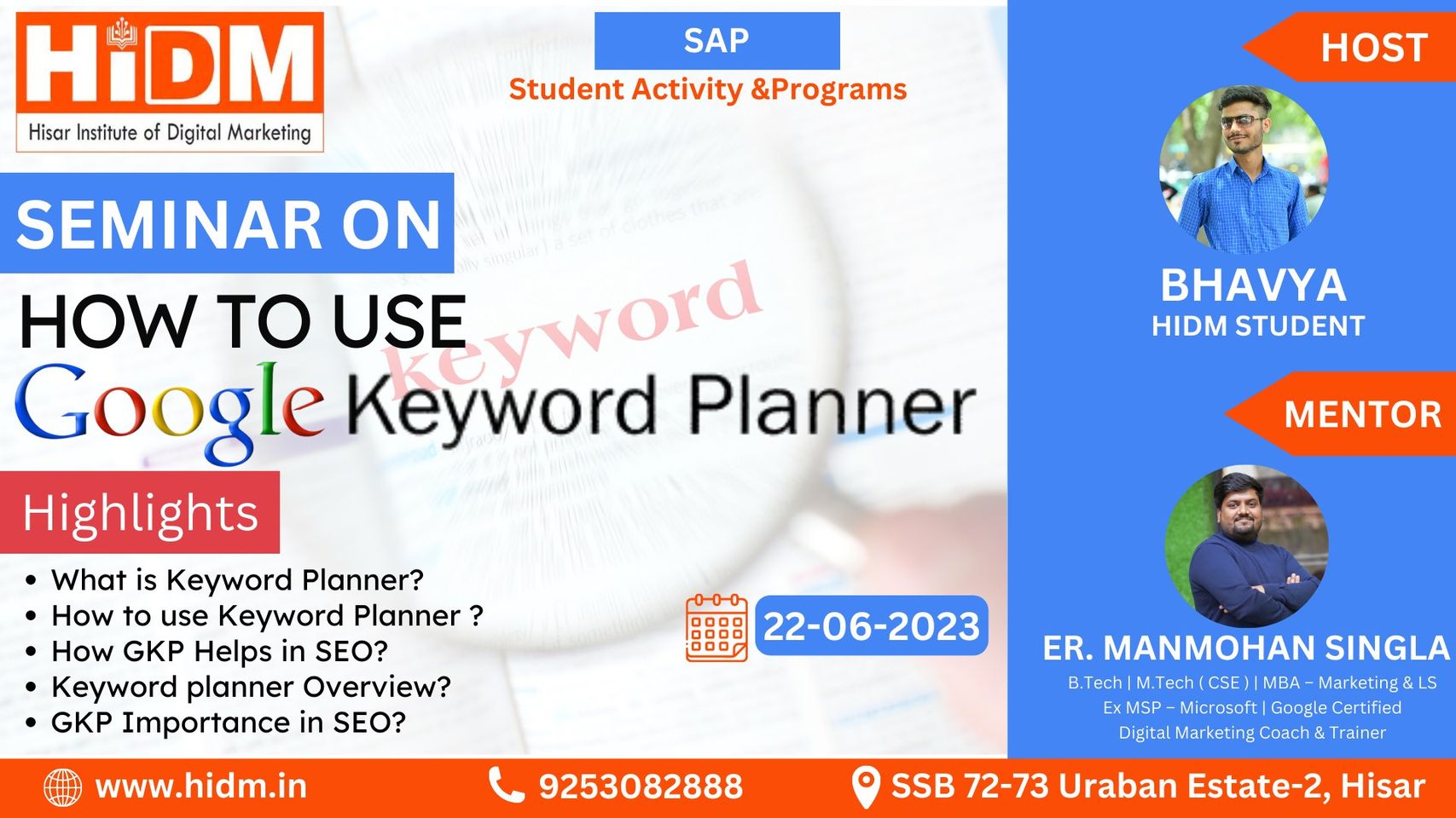Seminar on Google Keyword Planner