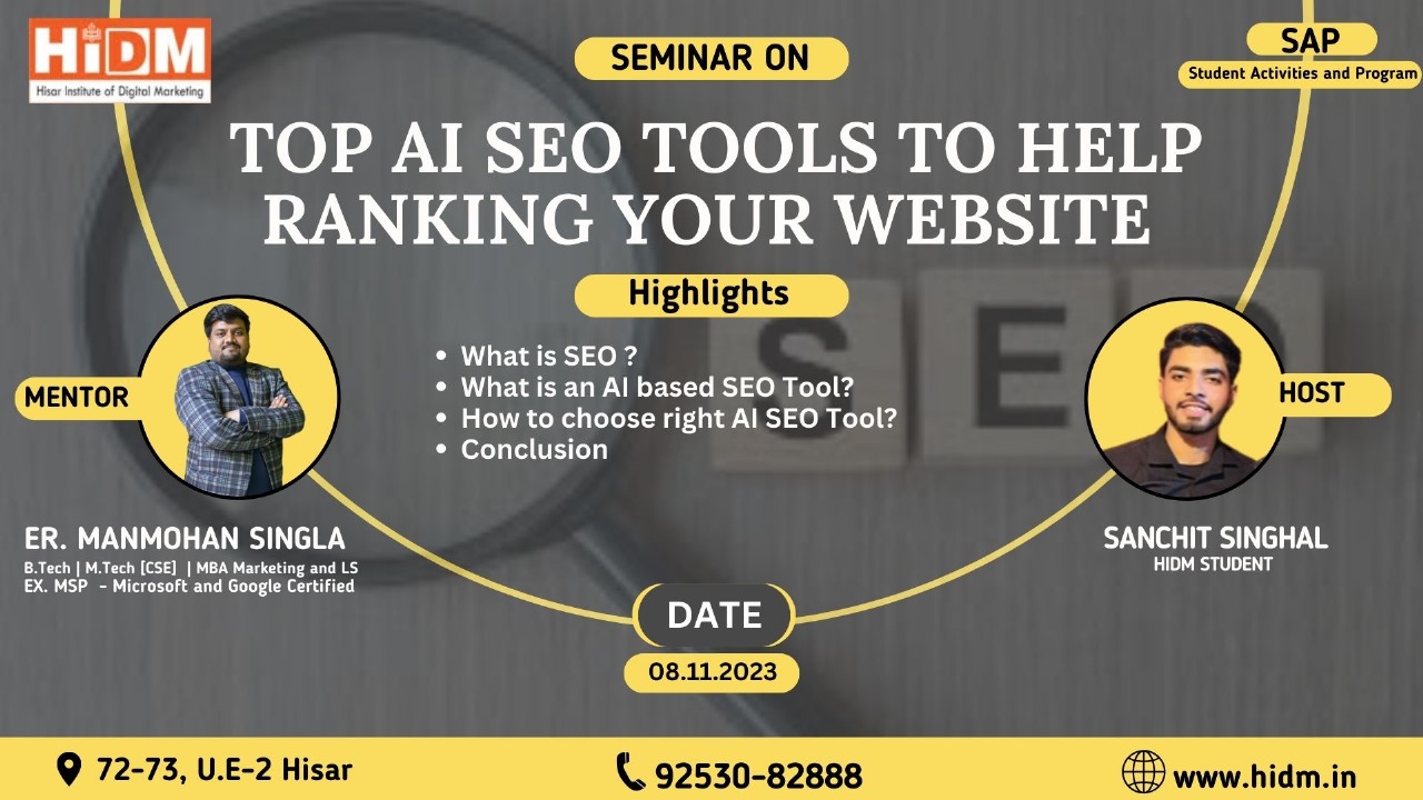 Seminar on Top AI SEO Tools To help in website ranking