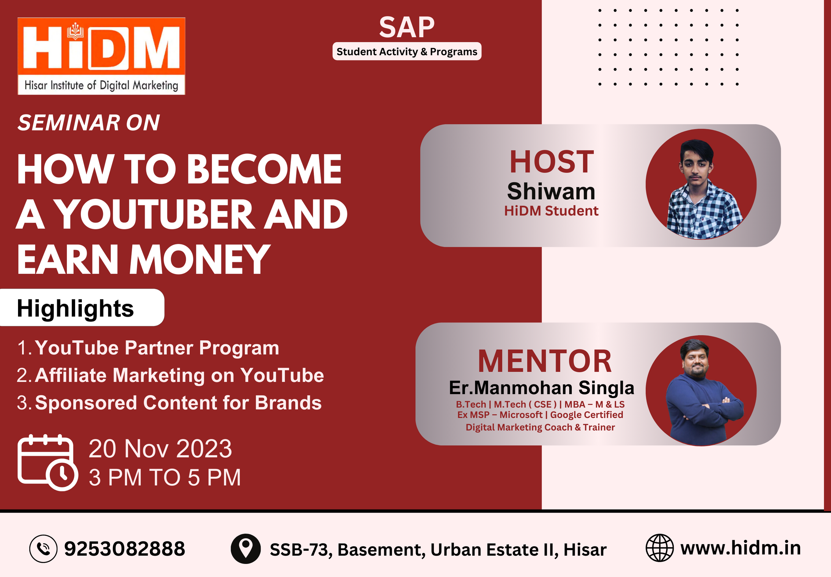 Seminar on How to Become a Youtuber and Earn Money 