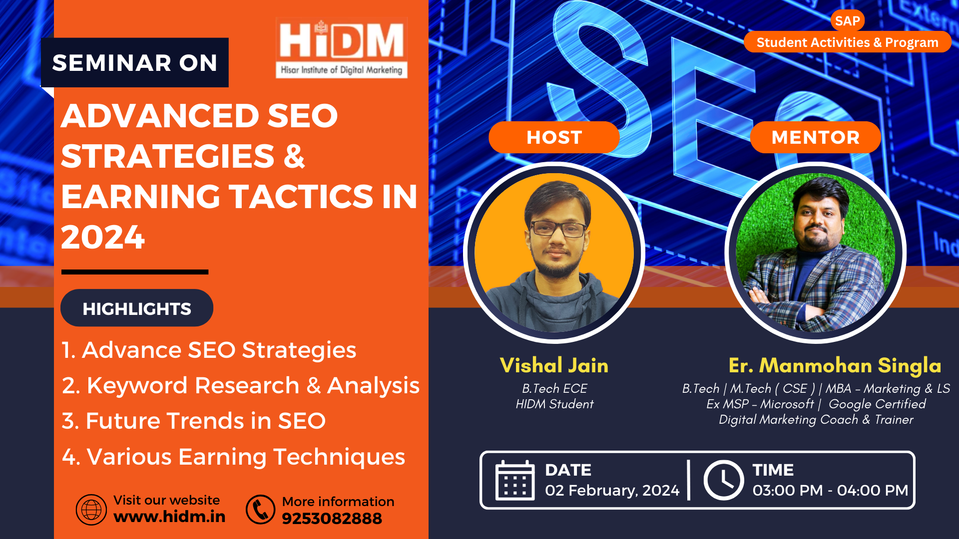 seminar on advanced SEO Strategies and earning tactics in 2024