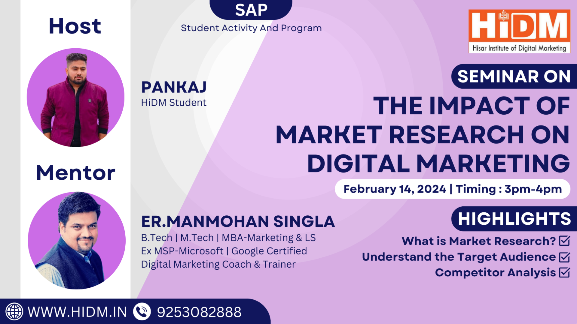 seminar on Impact of Market research on Digital Marketing