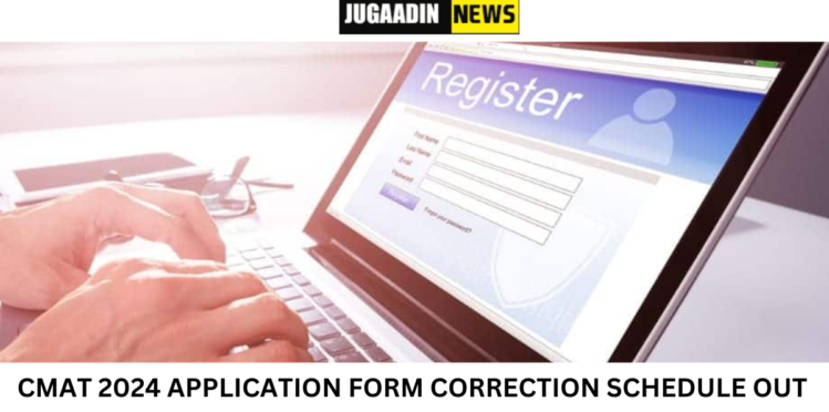 The image shows a laptop in which registration form is being filled