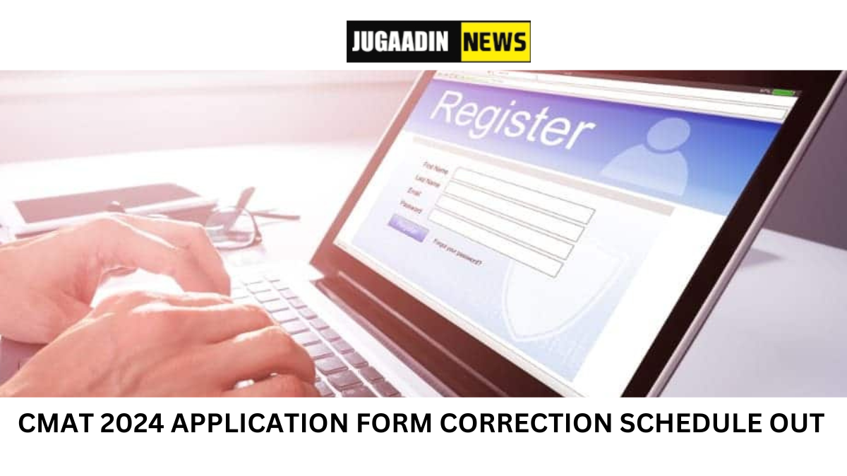 The image shows a laptop in which registration form is being filled
