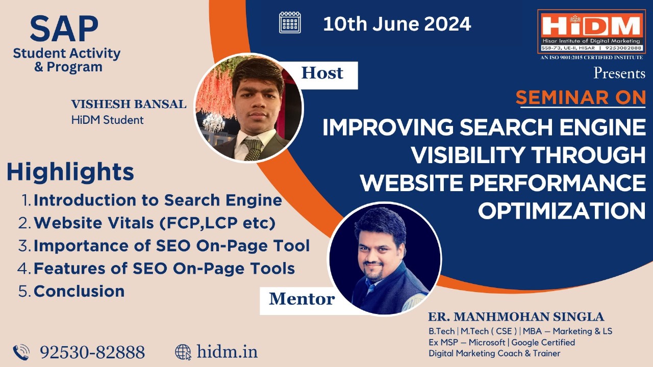 SEMINAR ON IMPROVING SEARCH ENGINE VISIBILITY THROUGH WEBSITE PERFORMANCE OPTIMIZATION