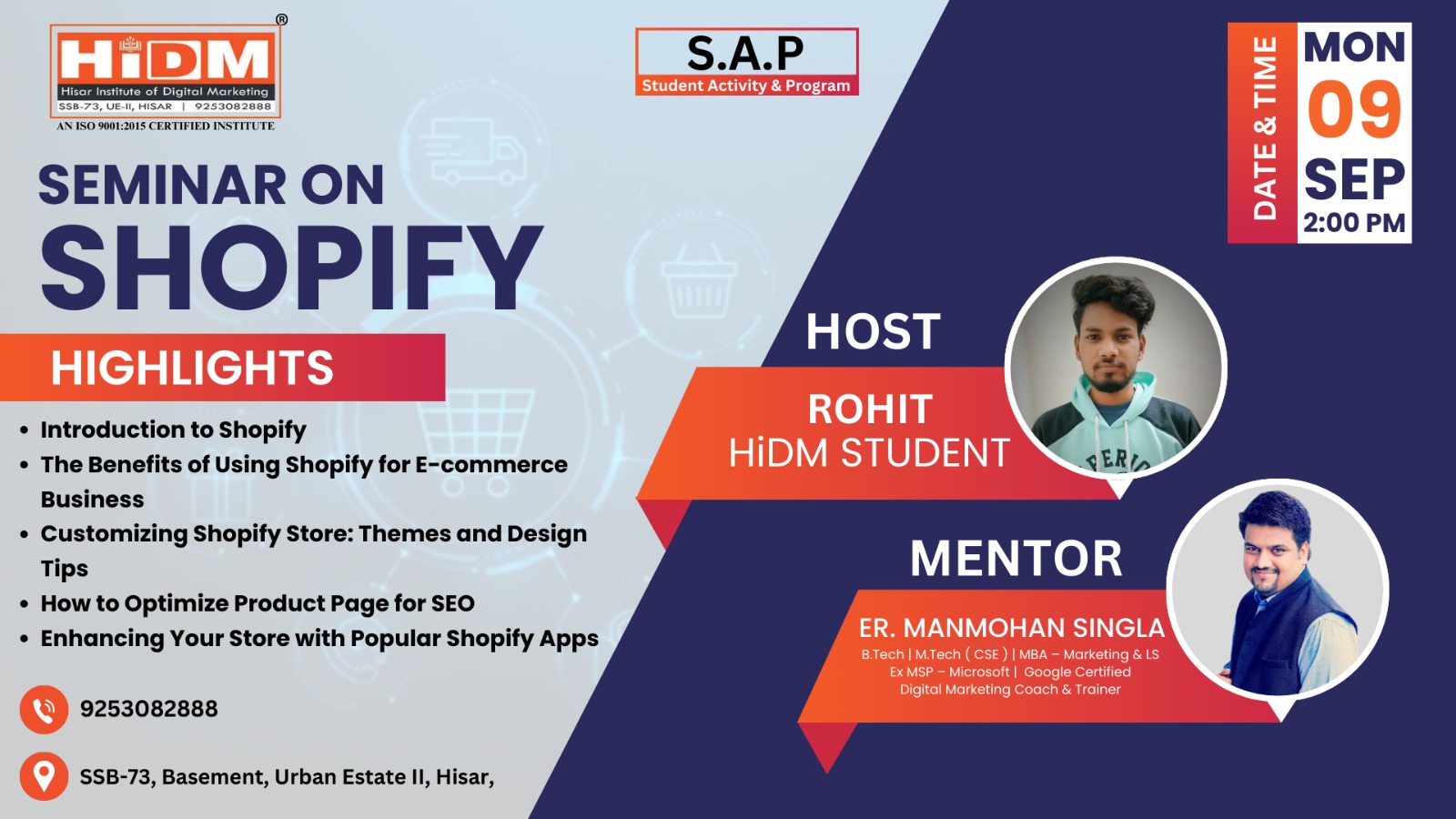HIDM SEMINAR FEST 2024 (Phase-2): SEMINAR ON SHOPIFY HIDM TO BE HELD ON SEPTEMBER 9, 2024