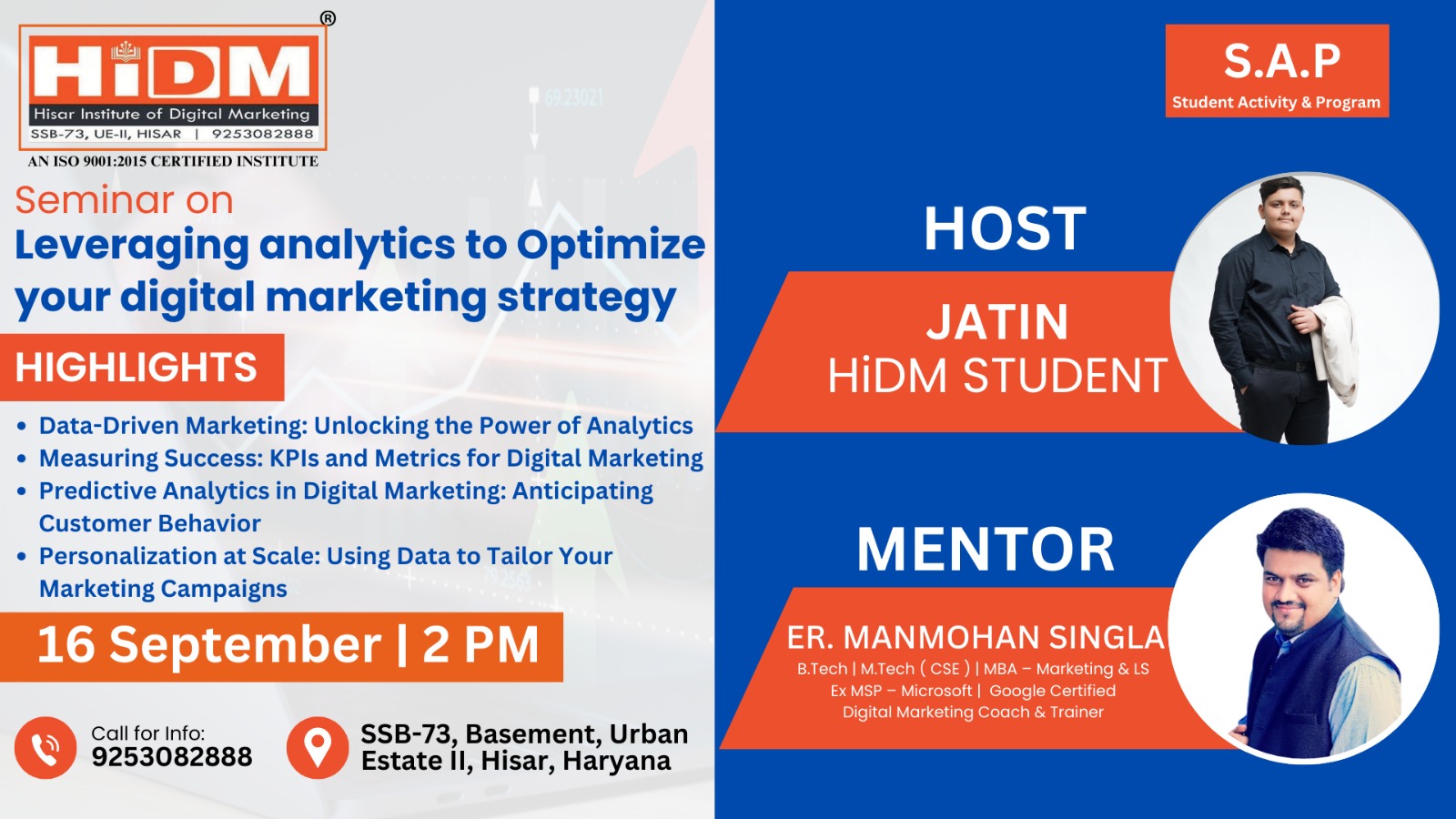 HIDM SEMINAR FEST 2024 (Phase-2): SEMINAR LEVERAGING ANALYTICS TO OPTIMIZE YOUR DIGITAL MARKETING STRATEGY HIDM TO BE HELD ON SEPTEMBER 16, 2024