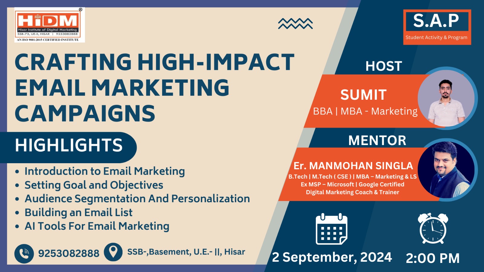 HIDM SEMINAR FEST 2024 (Phase-2): SEMINAR ON CRAFTING HIGH-IMPACT EMAIL MARKETING CAMPAIGNS HIDM TO BE HELD ON SEPTEMBER 2, 2024