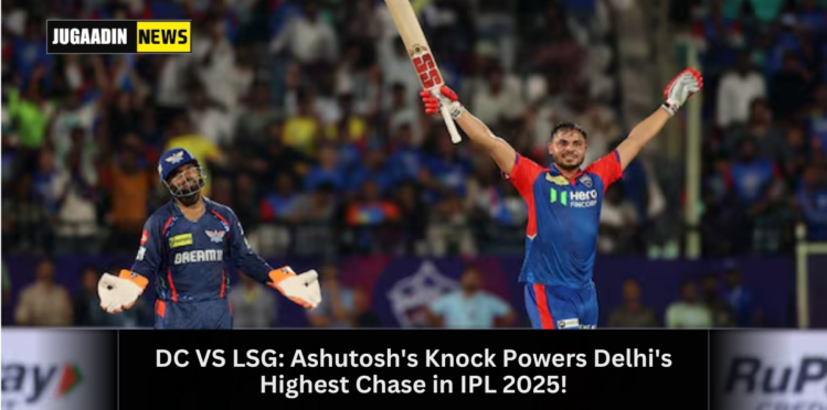 Ashutosh Sharma celebrates after leading Delhi Capitals to a thrilling last-ball win against LSG in IPL 2025.