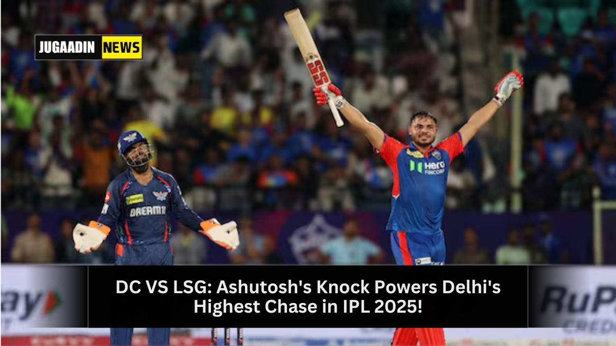 Ashutosh Sharma celebrates after leading Delhi Capitals to a thrilling last-ball win against LSG in IPL 2025.
