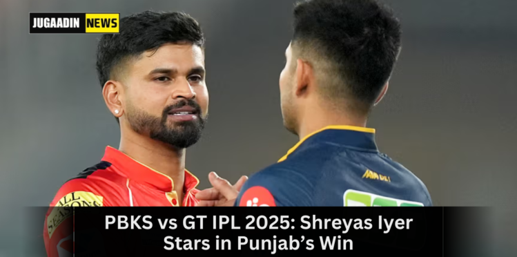 Shreyas Iyer celebrates after leading Punjab Kings to victory in IPL 2025 against Gujarat Titans.