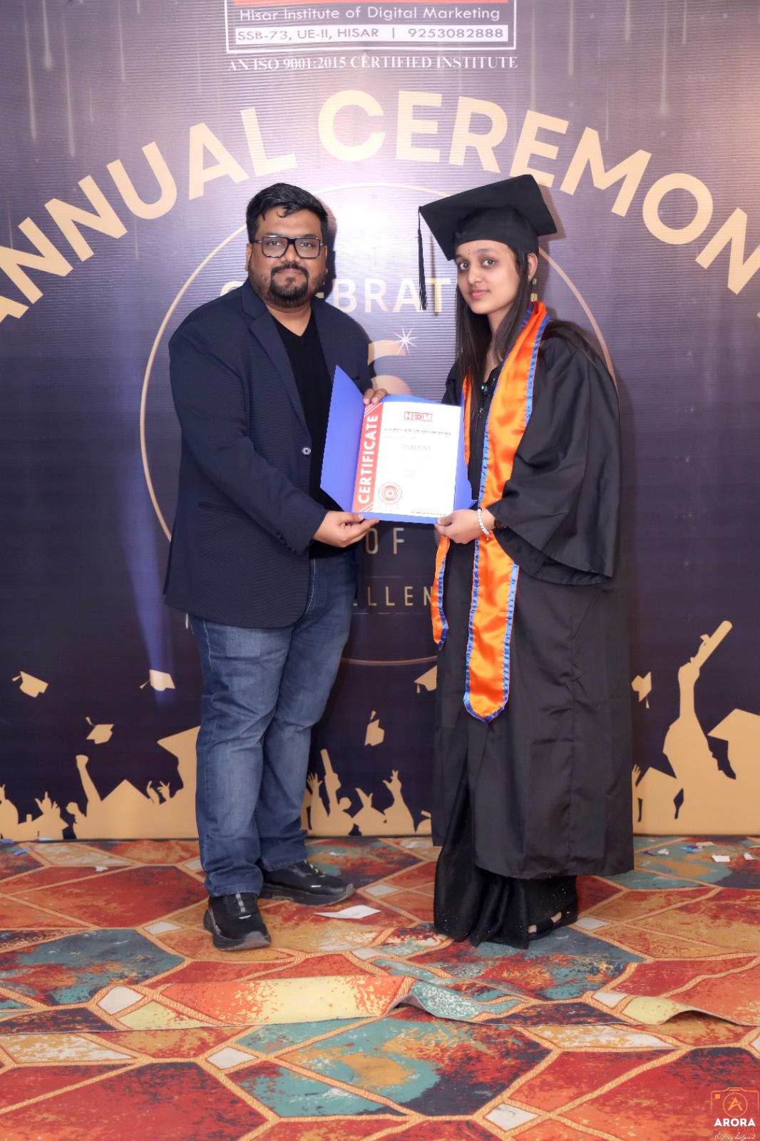 Student showing off certificate after successful completion.