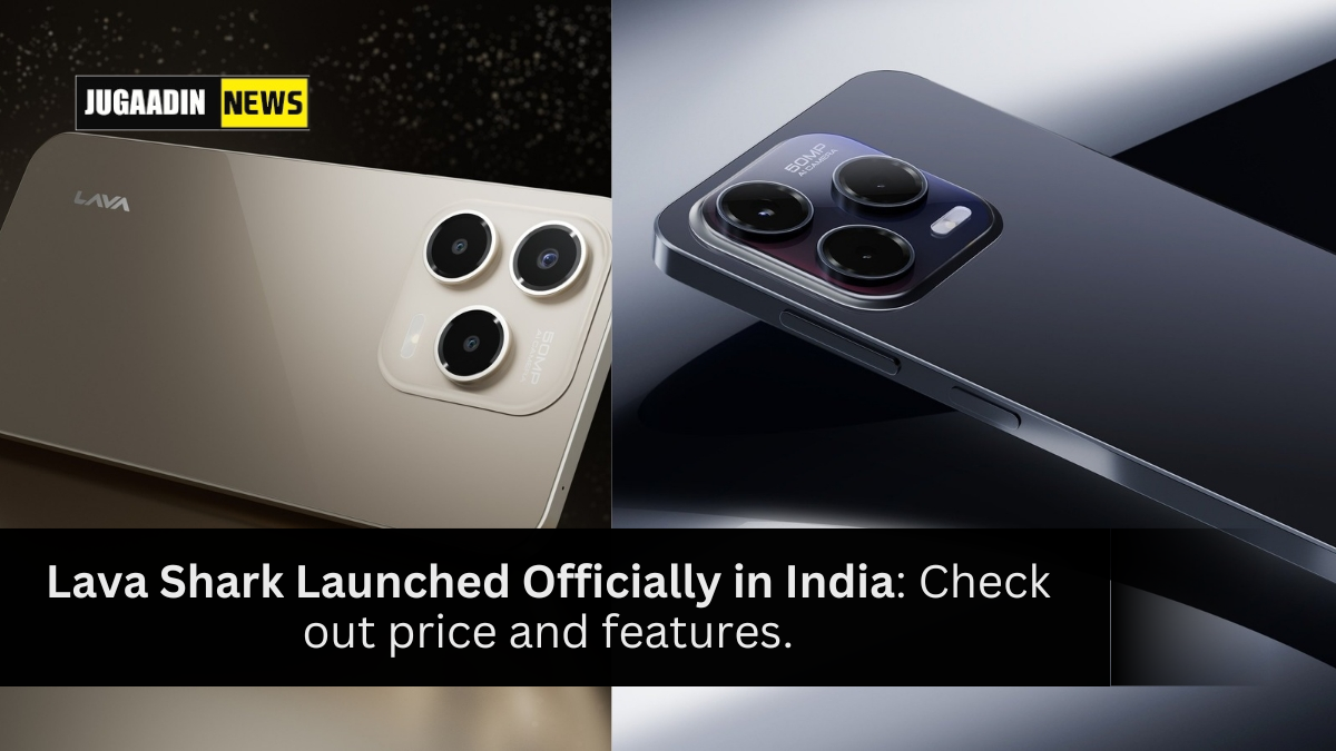 Lava Shark smartphone with a 50MP AI camera, 5,000mAh battery, and Android 14, available in India.