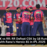 Rajasthan Royals defeat Chennai Super Kings by 18 runs in IPL 2025.