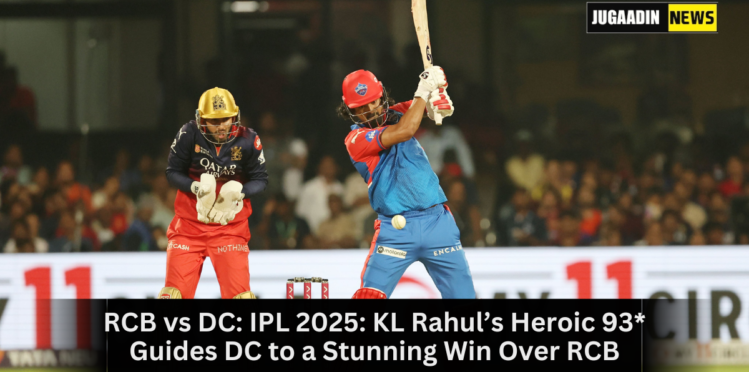 KL Rahul celebrates after scoring unbeaten 93 in IPL 2025 match against RCB