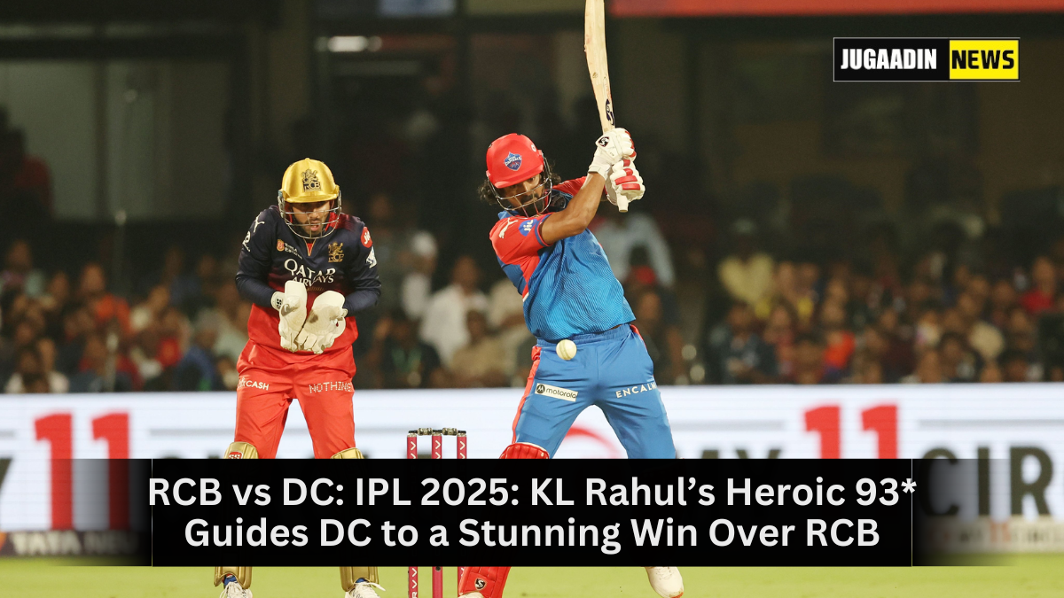 KL Rahul celebrates after scoring unbeaten 93 in IPL 2025 match against RCB
