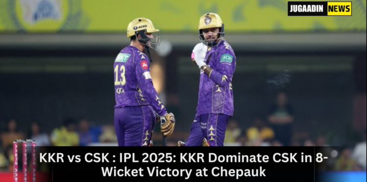 KKR players celebrate after winning against CSK in IPL 2025 match on April 11