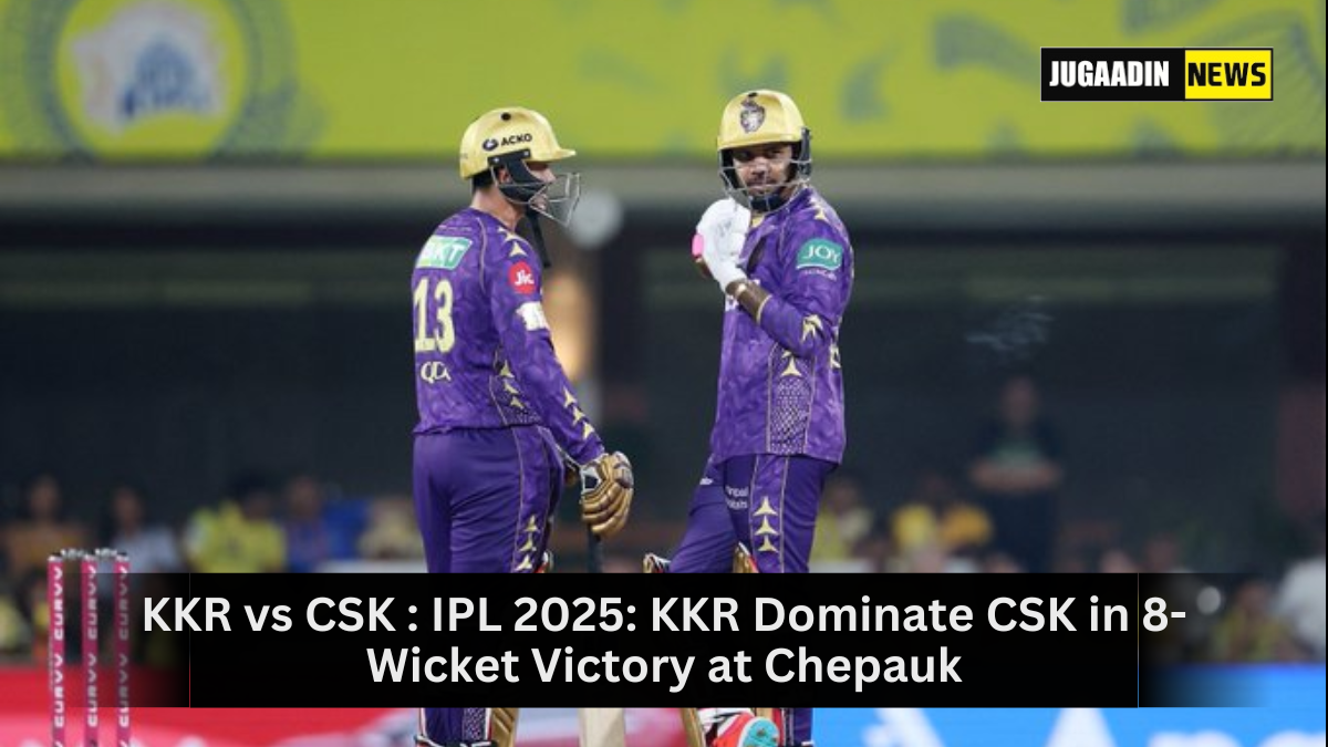 KKR players celebrate after winning against CSK in IPL 2025 match on April 11
