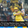 MS Dhoni celebrates after finishing the match for CSK against LSG in IPL 2025 with a match-winning 26* off 11 balls.