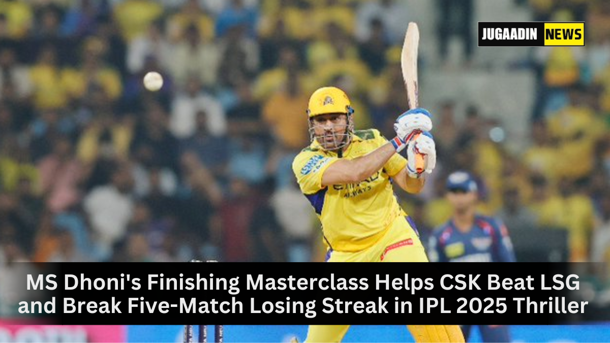 MS Dhoni celebrates after finishing the match for CSK against LSG in IPL 2025 with a match-winning 26* off 11 balls.