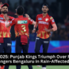 Punjab Kings players celebrate victory over Royal Challengers Bengaluru in IPL 2025 match on April 18.