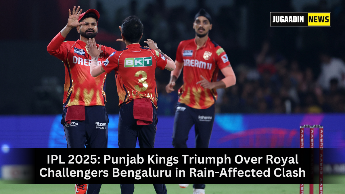 Punjab Kings players celebrate victory over Royal Challengers Bengaluru in IPL 2025 match on April 18.