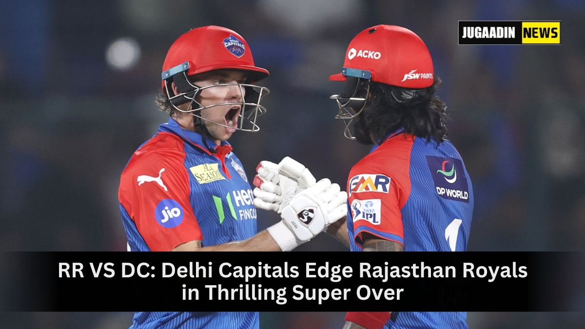 Mitchell Starc celebrates after Delhi Capitals win Super Over vs Rajasthan Royals in IPL 2025