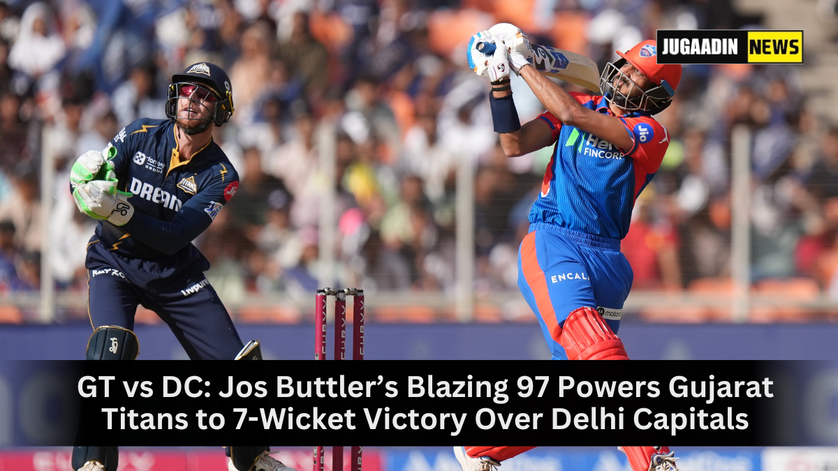 Jos Buttler celebrates his unbeaten 97* in GT vs DC IPL 2025 match
