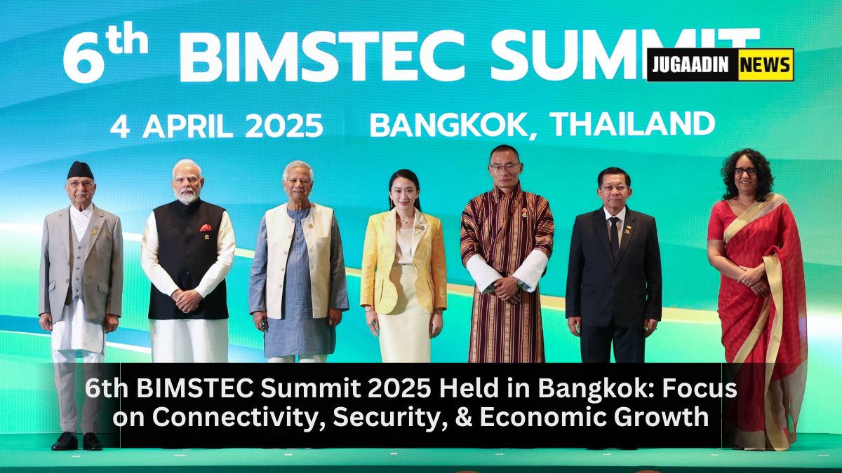 Leaders of BIMSTEC member countries at the 6th Summit in Bangkok, April 2025, discussing regional cooperation and connectivity.