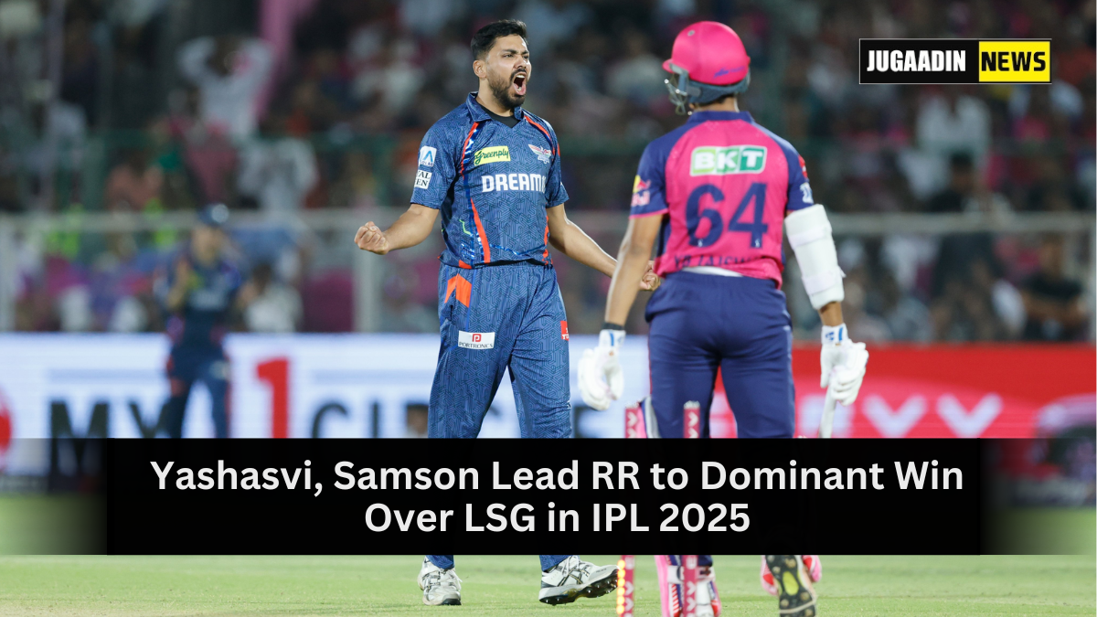 Yashasvi Jaiswal celebrates after scoring 64 runs in RR’s 7-wicket win over LSG in IPL 2025 at Ekana Stadium, Lucknow.