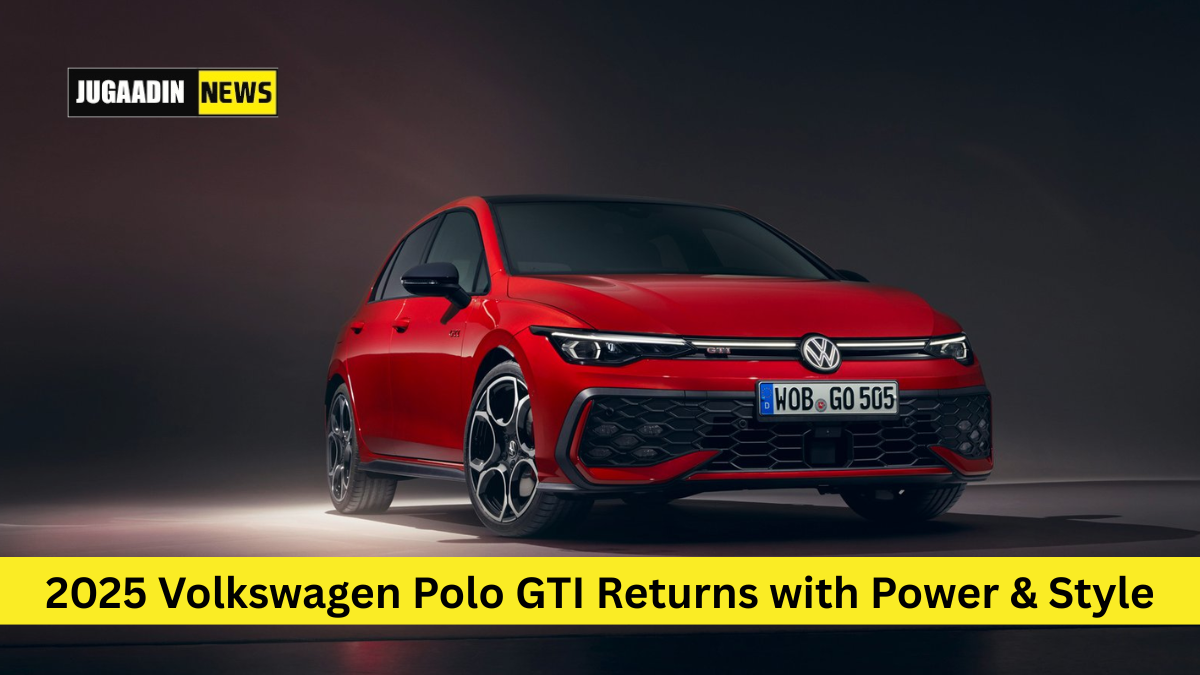 2025 Volkswagen Polo GTI in red, showcasing sporty design with LED matrix headlights, bold alloy wheels, and signature GTI accents.