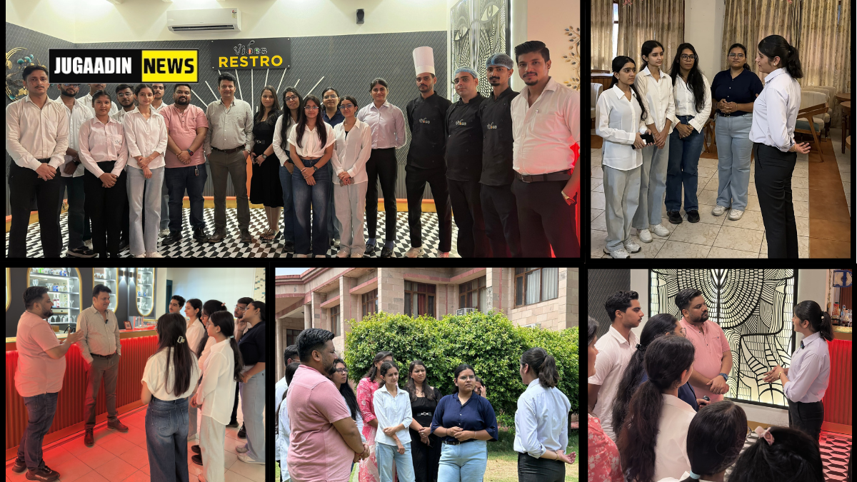 tudents of Hisar Institute of Digital Marketing during their industrial visit to Vibes Restaurant at Gymkhana Club, Hisar, interacting with staff, owners, and exploring hospitality operations under the mentorship of Mr. Manmohan Singla.