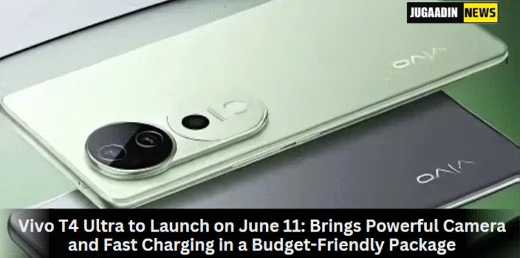 Close-up view of the upcoming Vivo T4 Ultra smartphone in green and grey color variants, highlighting its camera module design and sleek finish.